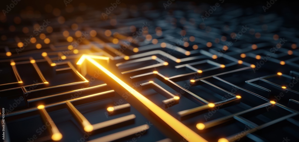Poster A maze with a yellow arrow pointing to the right