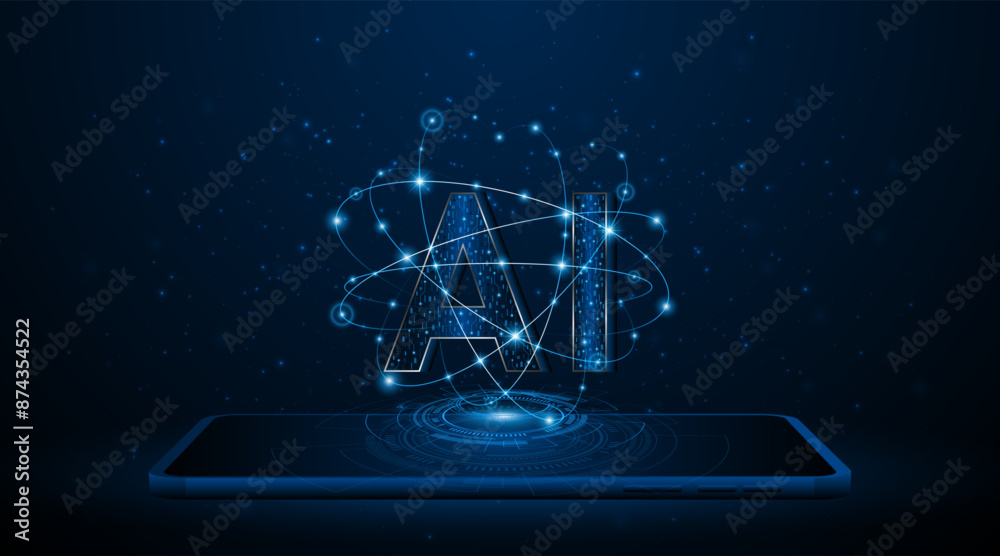 Aufkleber ai or artificial intelligence symbol set on tablet or smartphone. futuristic advanced artificial int