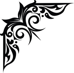 Abstract ornament Corner  black and white illustration