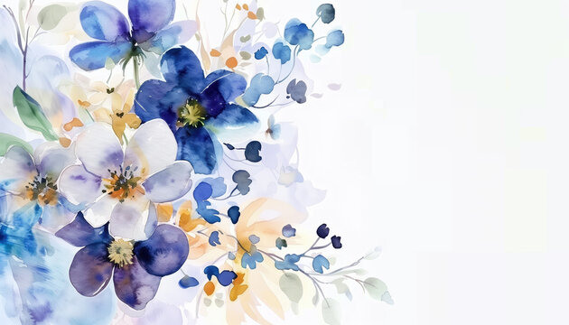 Blue And Purple Background Enhances A Bouquet Of Beautiful Flowers, Creating A Stunning Display Of Nature'S Elegance And Charm.