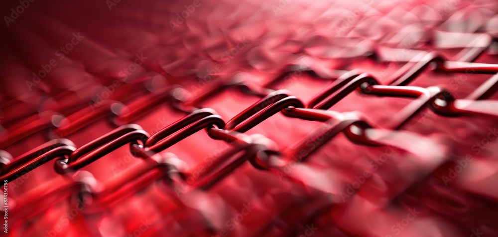 Poster A close up of a red chain with a red background