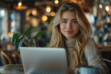 Happy Female Professional Working at Desk
