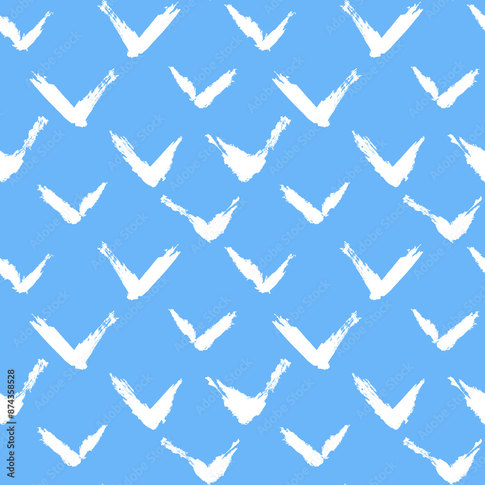 Aufkleber vector swoosh pattern. seamless blue and white brush stroke background. abstract birds print with di