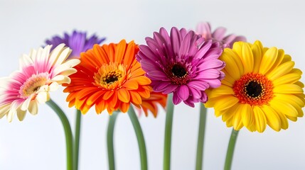 Bright and Colorful Gerbera Daisy Flower in Bloom,Isolated on White Background