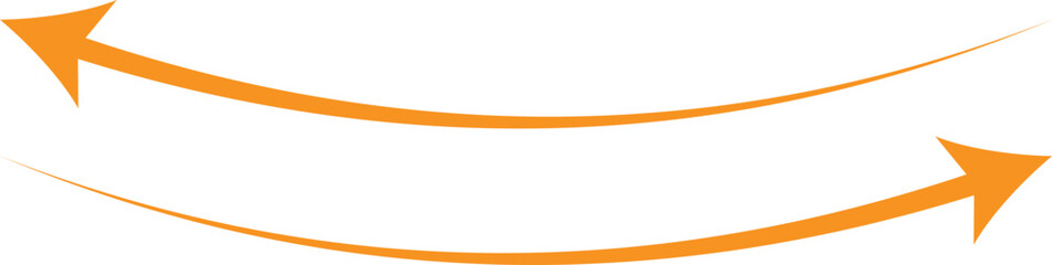 Obraz premium curved arrow, left thin line, Orange cursor, horizontal element, thick pointer vector icon isolated on white background. Simple illustration