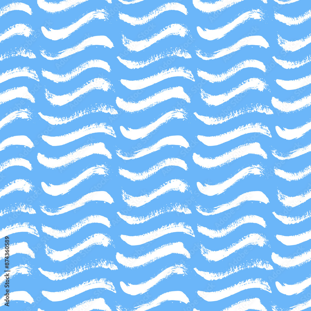 Aufkleber vector waves pattern. seamless blue and white brush stroke background. wavy print with distress text