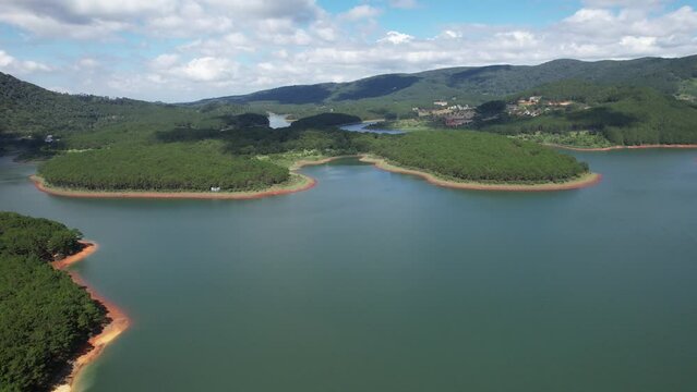 Aerial view of tuyen lam lake in Dalat, Vietnam