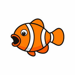 Clownfish cartoon fish screams icon vector art illustration design.