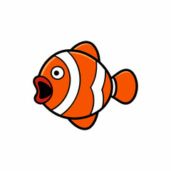 Clownfish cartoon fish screams icon vector art illustration design.