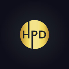 HPD logo. H P D design. White HPD letter. HPD, H P D letter logo design. H P D letter logo design in GOLD, GOLDEN LOGO, THREE, style. letter logo set in one artboard. H P D letter logo vector design.	