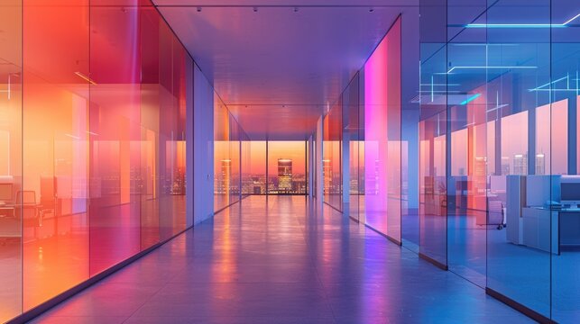 Vibrant Pop Art Office with Colorful Planners and Holographic Reminders for Creativity and Inspiration