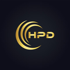 HPD logo. H P D design. White HPD letter. HPD, H P D letter logo design. H P D letter logo design in GOLD, GOLDEN LOGO, THREE, style. letter logo set in one artboard. H P D letter logo vector design.	