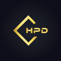 HPD logo. H P D design. White HPD letter. HPD, H P D letter logo design. H P D letter logo design in GOLD, GOLDEN LOGO, THREE, style. letter logo set in one artboard. H P D letter logo vector design.	