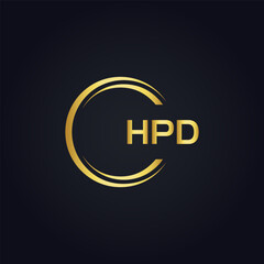 HPD logo. H P D design. White HPD letter. HPD, H P D letter logo design. H P D letter logo design in GOLD, GOLDEN LOGO, THREE, style. letter logo set in one artboard. H P D letter logo vector design.	
