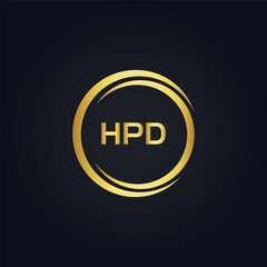 HPD logo. H P D design. White HPD letter. HPD, H P D letter logo design. H P D letter logo design in GOLD, GOLDEN LOGO, THREE, style. letter logo set in one artboard. H P D letter logo vector design.	