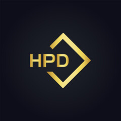 HPD logo. H P D design. White HPD letter. HPD, H P D letter logo design. H P D letter logo design in GOLD, GOLDEN LOGO, THREE, style. letter logo set in one artboard. H P D letter logo vector design.	