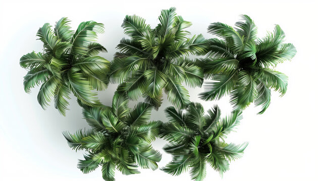 3d Rendering Of Jungle Coconut Trees For Illustration, Architecture Presentation, And Digital Composition In Top And Plan Views. Perfect For Visualization.