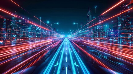 Fototapeta premium Cityscape with Light Trails