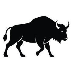 a minimal and simple forest big horn buffalo silhouette on an isolated white background 