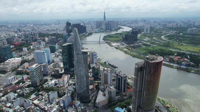Aerial view of Ho Chi Minh city or Saigon, in Vietnam