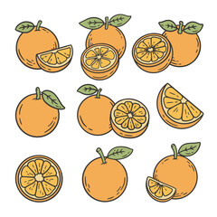 Cute Orange Fruit Cartoon Doodle Style Illustration