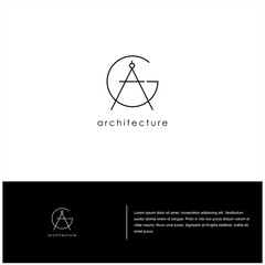 modern architect logo, initial GA or AG with pencil compass vector