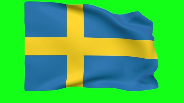 Waving flag of Sweden Animation 3D render Method
