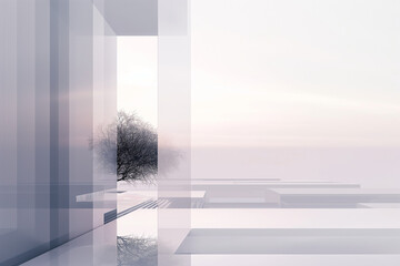 The image transitions from chaotic elements to serene calmness, illustrating the transformative power of minimalist aesthetics in photography generative AI