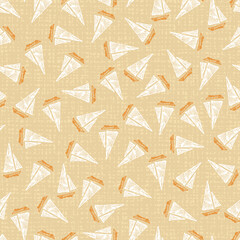 Fototapeta premium Vector beige multi direction scattered sail boat doodle hand drawn repeat pattern with canvas background. Suitable for gift wrap and wallpaper.