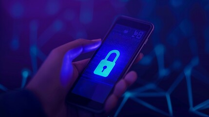 A person using twostep authentication on a phone, Realistic, Natural and blue tones, Detailed phone and authentication process