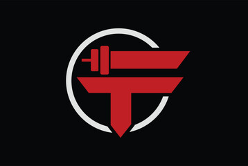 Obraz premium Letter F, T, FT OR TF Logo With barbell. Fitness Gym logo. fitness vector logo design for gym and fitness 