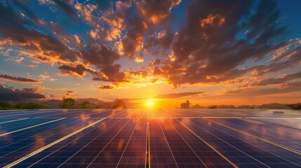 Solar Panels at Sunset