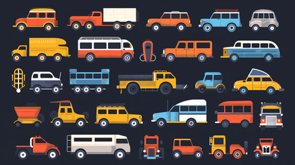 set of transport icons
