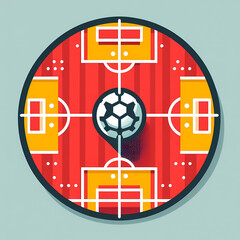 modern flat design football pitch markings football center using minimal palette red yellow