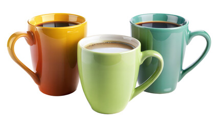 Three cups of coffee with different colors