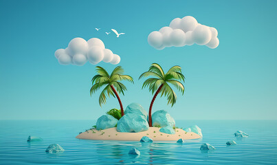 Obraz premium tropical island with palm trees