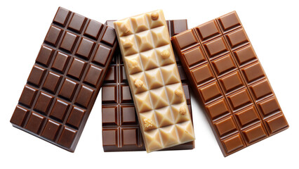 Fototapeta premium A row of chocolate bars with different shapes and sizes