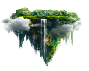 Fantasy landscape natural beauty floating paradise on white background