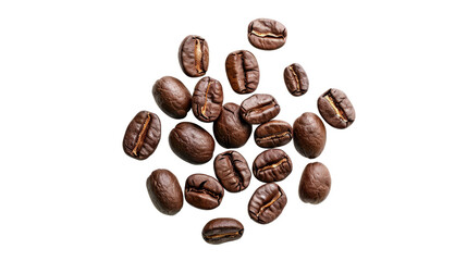 Obraz premium Coffee Beans Scattered Isolated on White Background, PNG File
