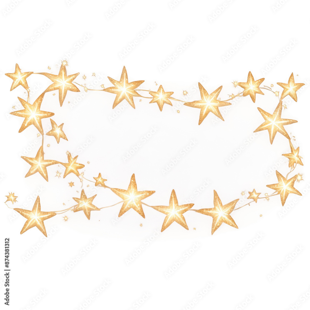 Poster a long thin strand of small glittery stars that can be draped over a fireplace mantel or hung on a c