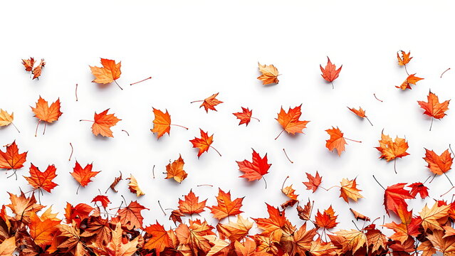 falling mapple leaves on autumn with copy space