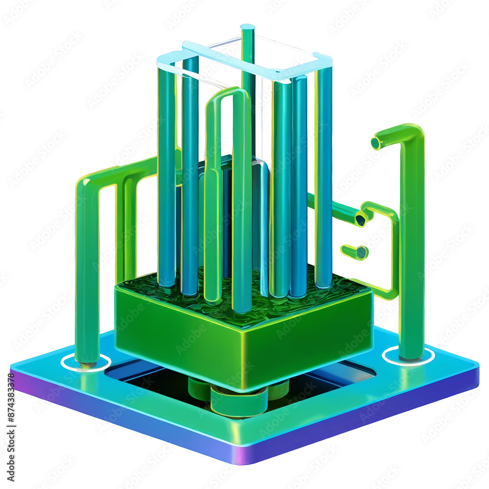 Poster A metallic object with a square shape and numerous tubes running through it used for transferring heat from one fluid to another..