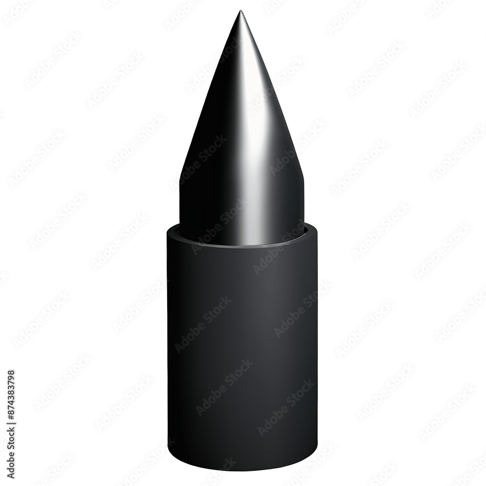 Fototapete A cylindrical object with a jagged edge and a flat smooth handle. The tip is pointed and has a spiral pattern..