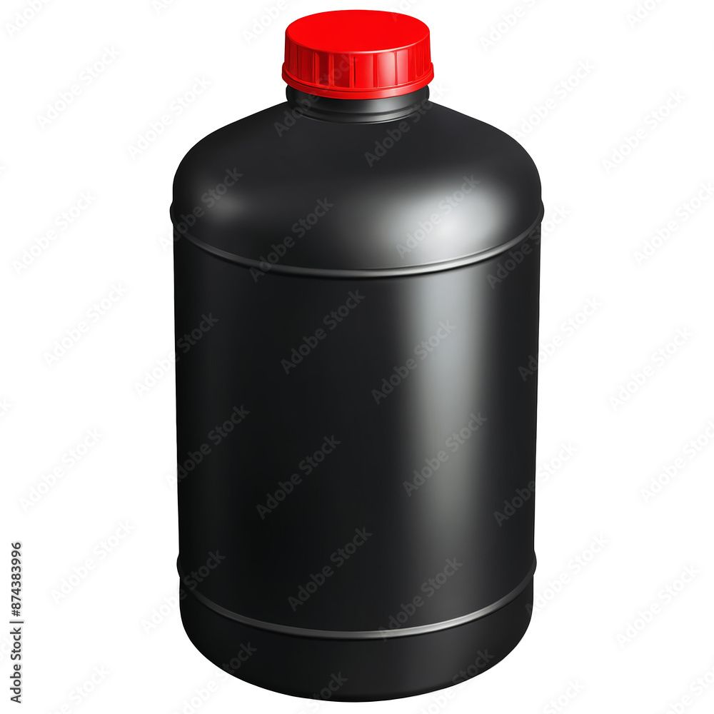 Aufkleber A cylindrical container with a red label containing a chemical solution that prevents overheating and maintains optimal performance for industrial machinery..