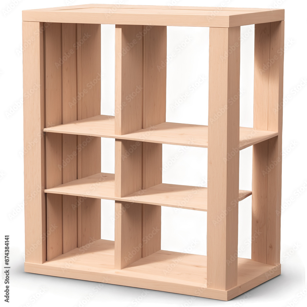 Fototapete A sy rectangular structure with three vertical columns on each side. The columns are connected by horizontal shelves creating six levels of storage space. The frame is made of a.