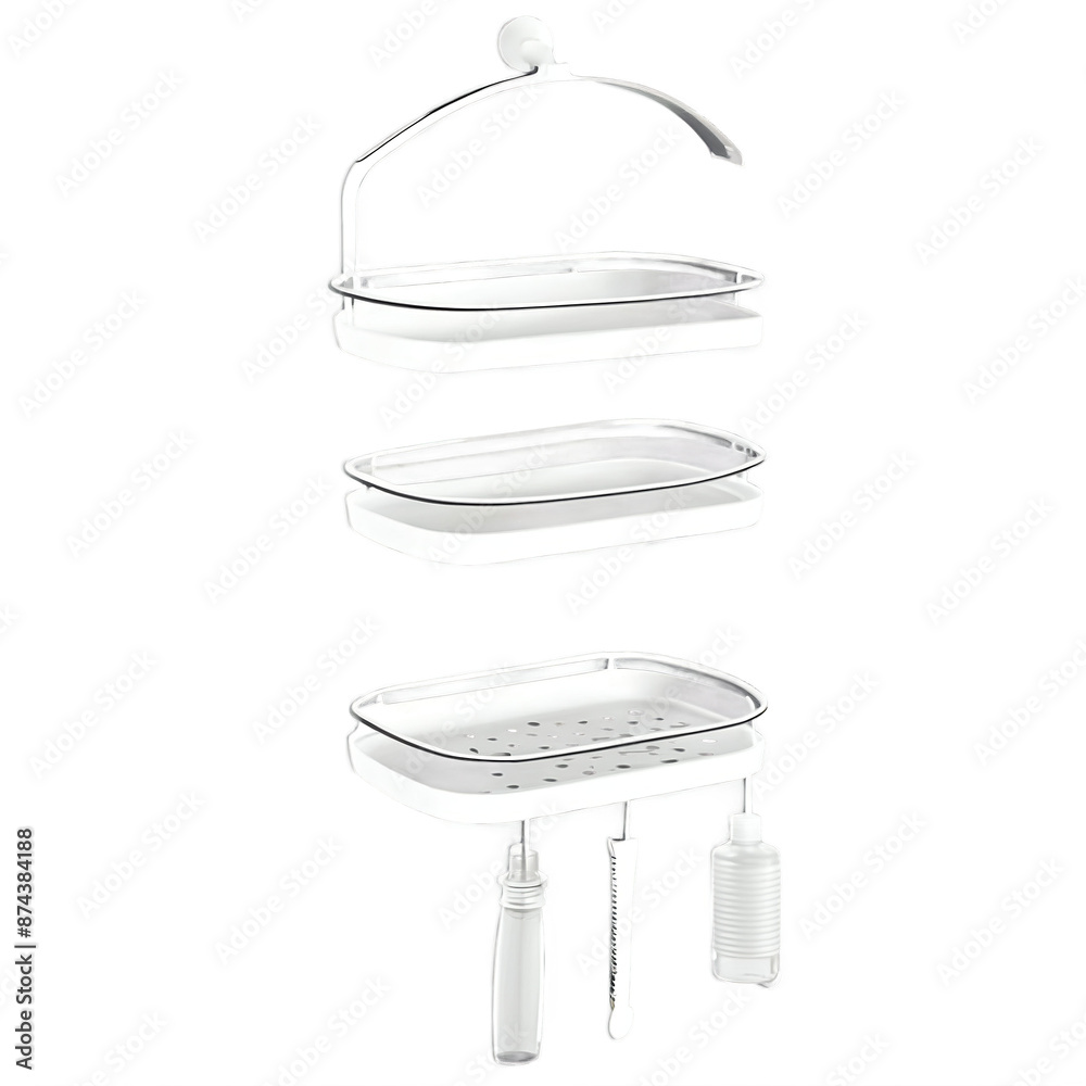Poster Compact shower caddy with three stackable trays perfect for organizing shampoo soap and other hygiene products..