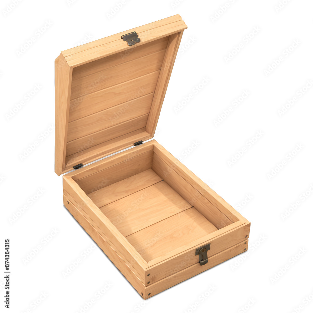 Poster An opentop wooden box with a hinged door on one side. The box has a slatted design and a waterproof lining on the inside..