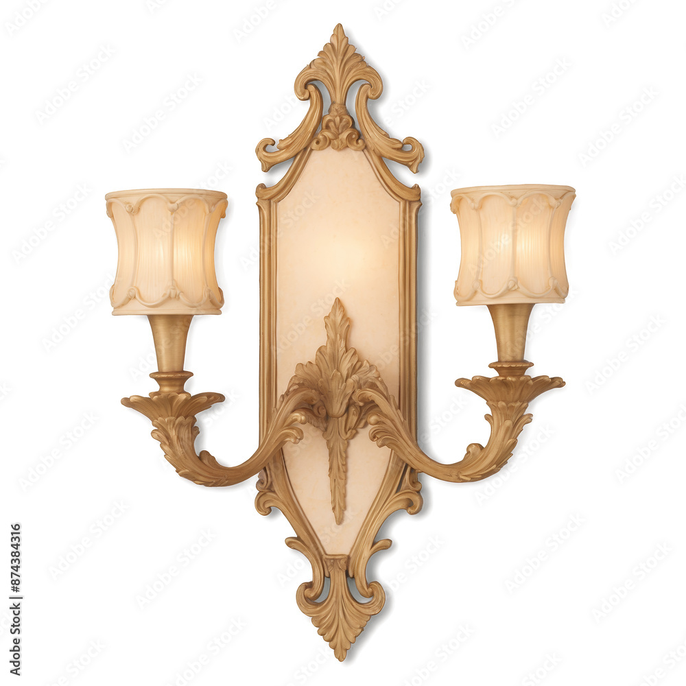 Poster a traditionalstyle wall sconce with an ornate antique gold frame featuring intricate details and a s