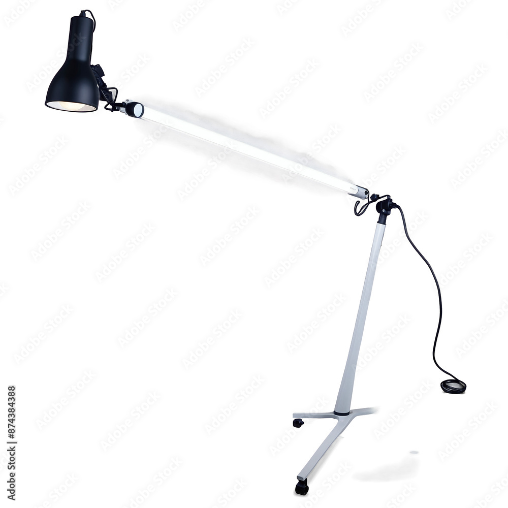 Poster A compact and practical light source with a flexible neck and a flat weighted stand..