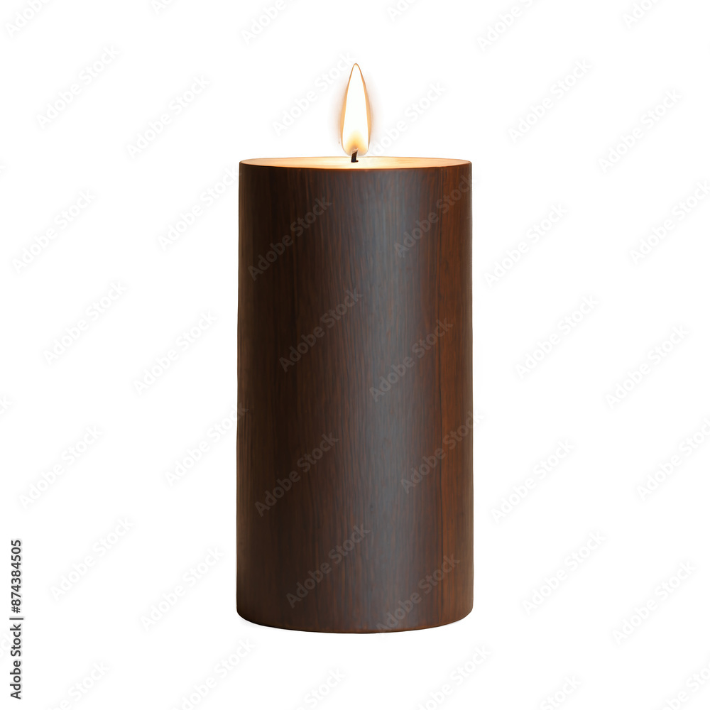Poster a wooden candle holder carved from a single piece of dark wood. the design features a circular base 